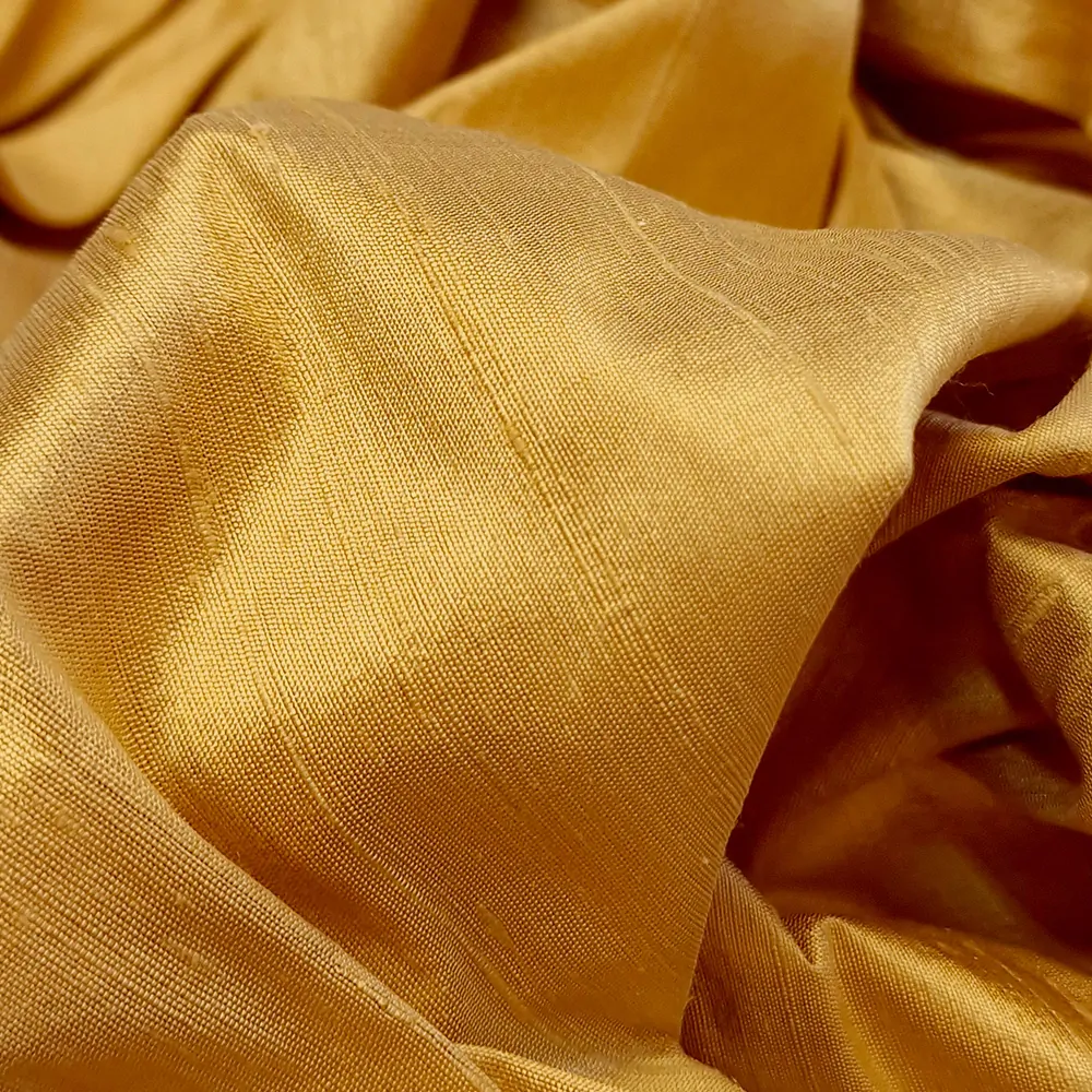 hedvábí, šantung s výraznou strukturou, zlatá 4121