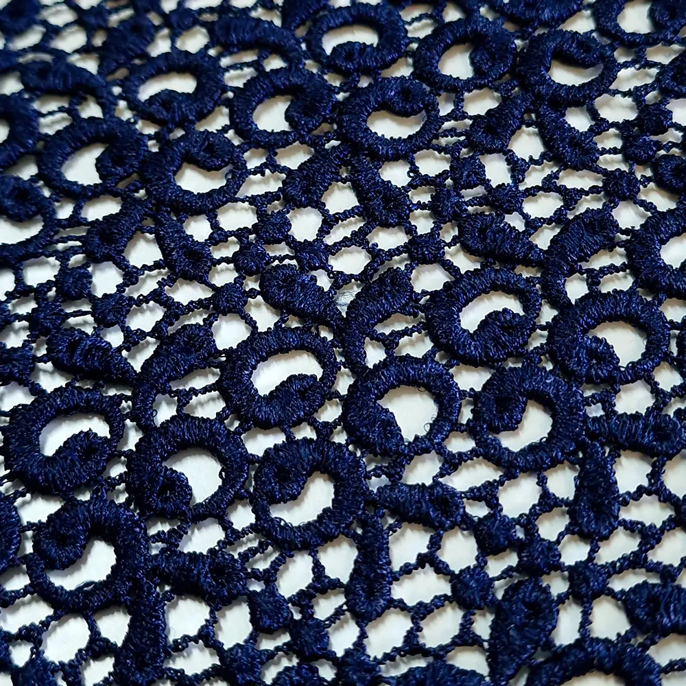 krajka Macramé, drobný vzor, tmavě modrá