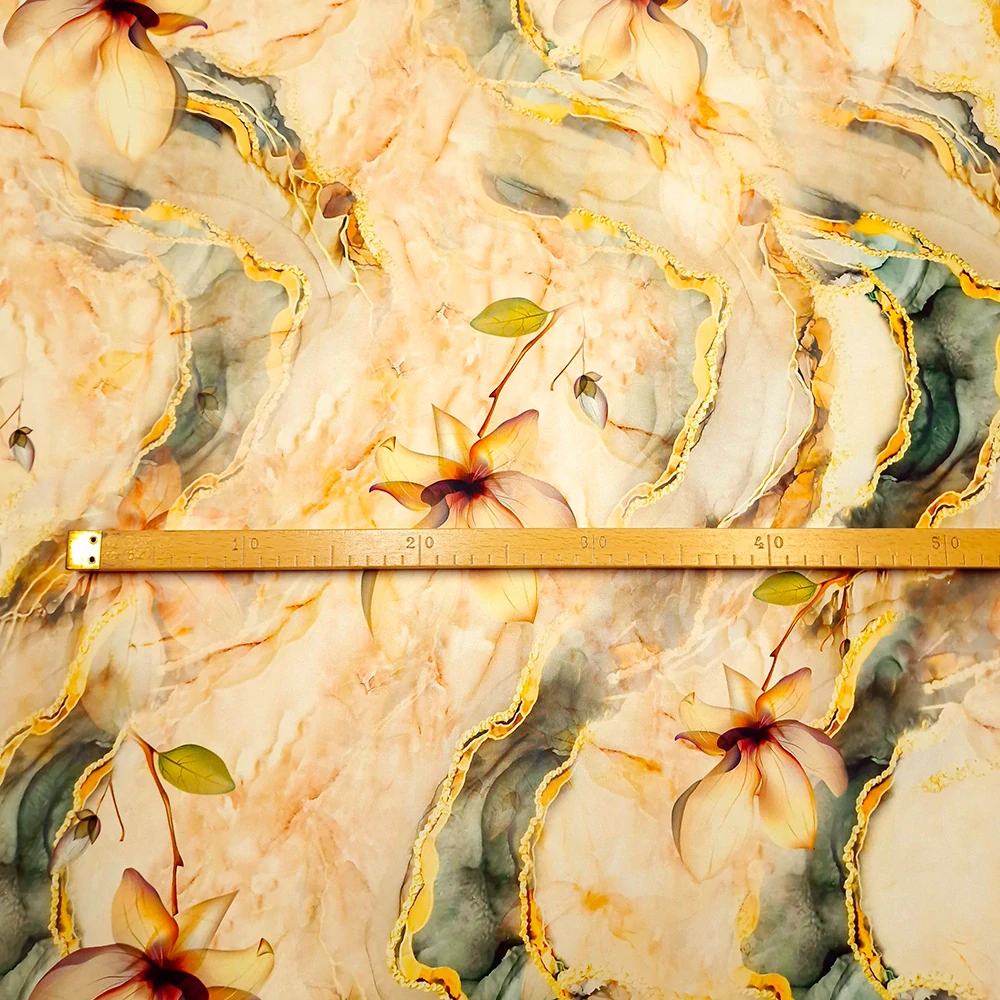 satén, béžovozelený vzor