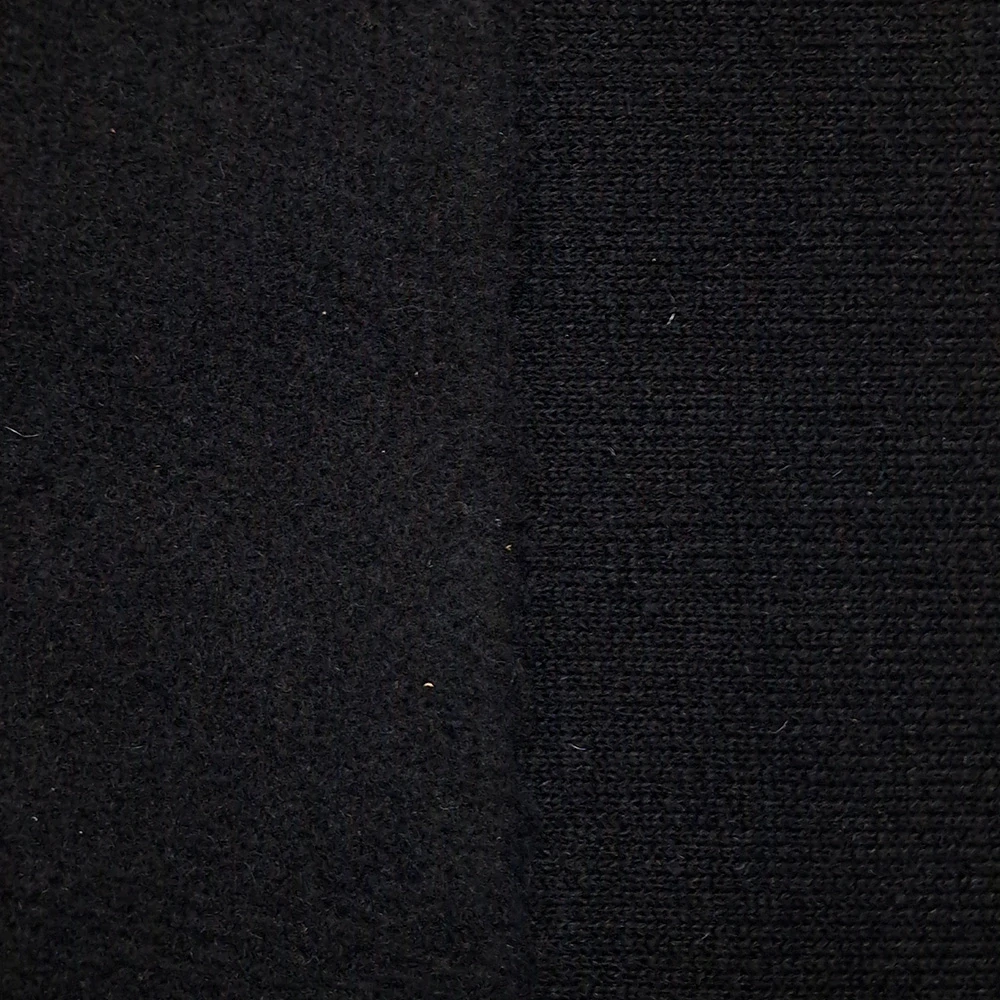 Doubleface kabátový úplet, žebro/pařená vlna, černá