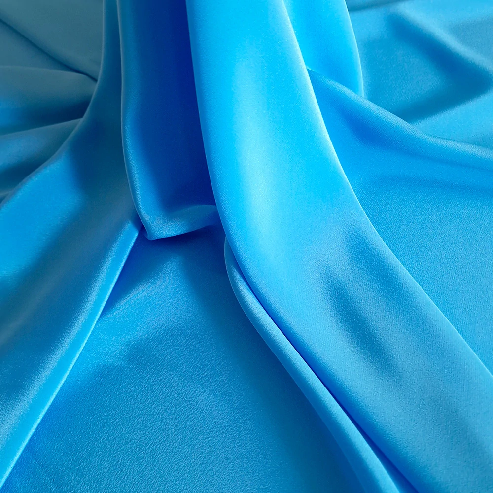hedvábí, crepe de chine, modrá azzurro, 2718