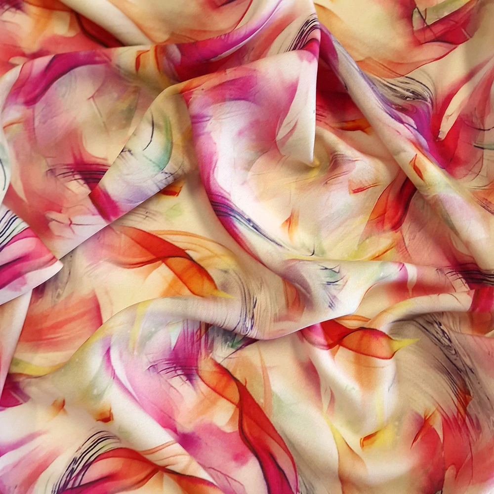 viskózové plátno, vzor abstrakt magenta