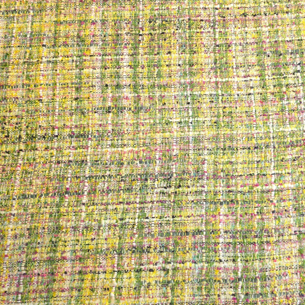 kostýmovka typu Chanel, zelená/žlutá/magenta