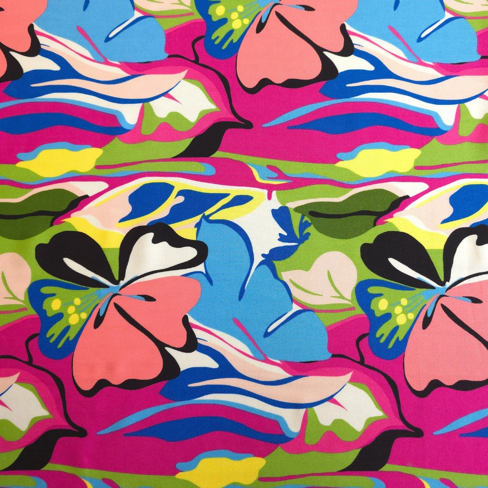 viskózová šatovka s keprovou vazbou, vzor colors