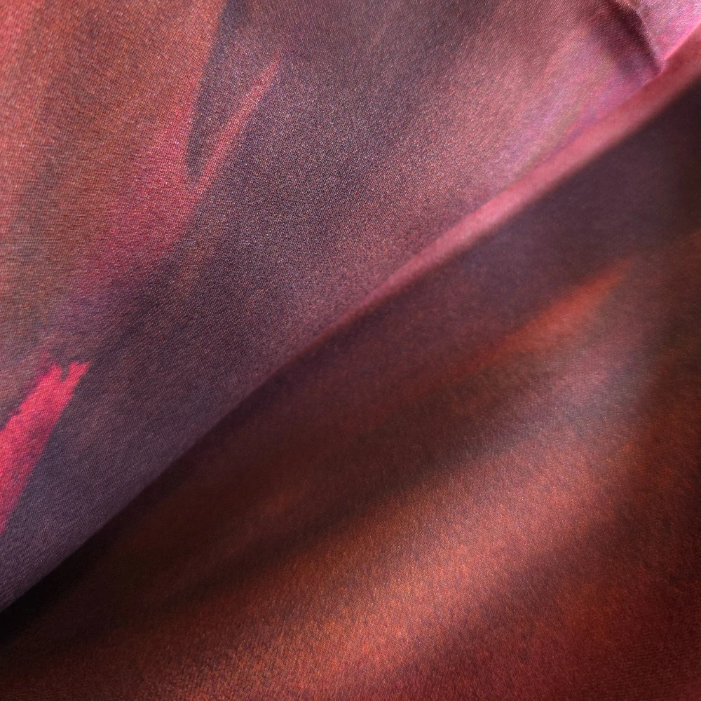 viskózový satén, bordó/oranžový