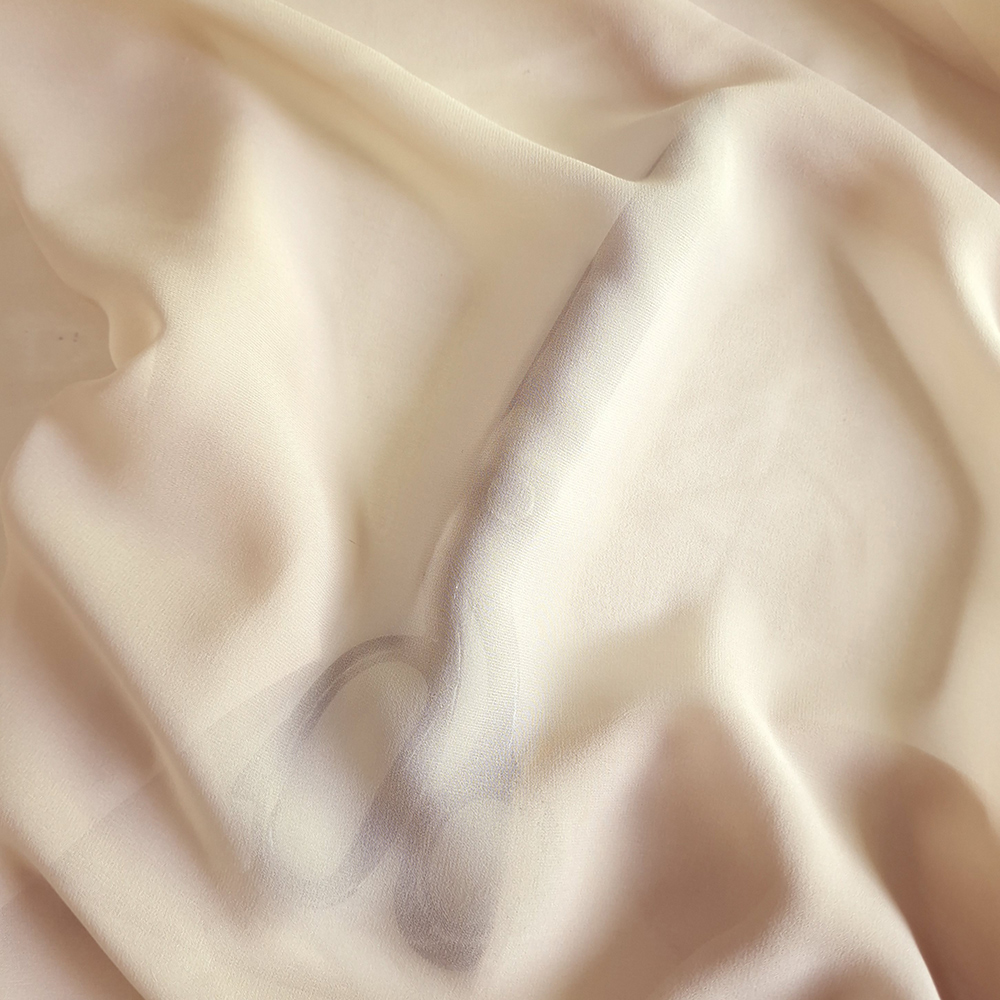 hedvábný crep georgette, světlé caffe latte