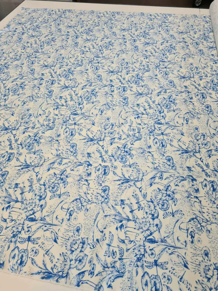 popelín elastický, vzor natura , azzurro