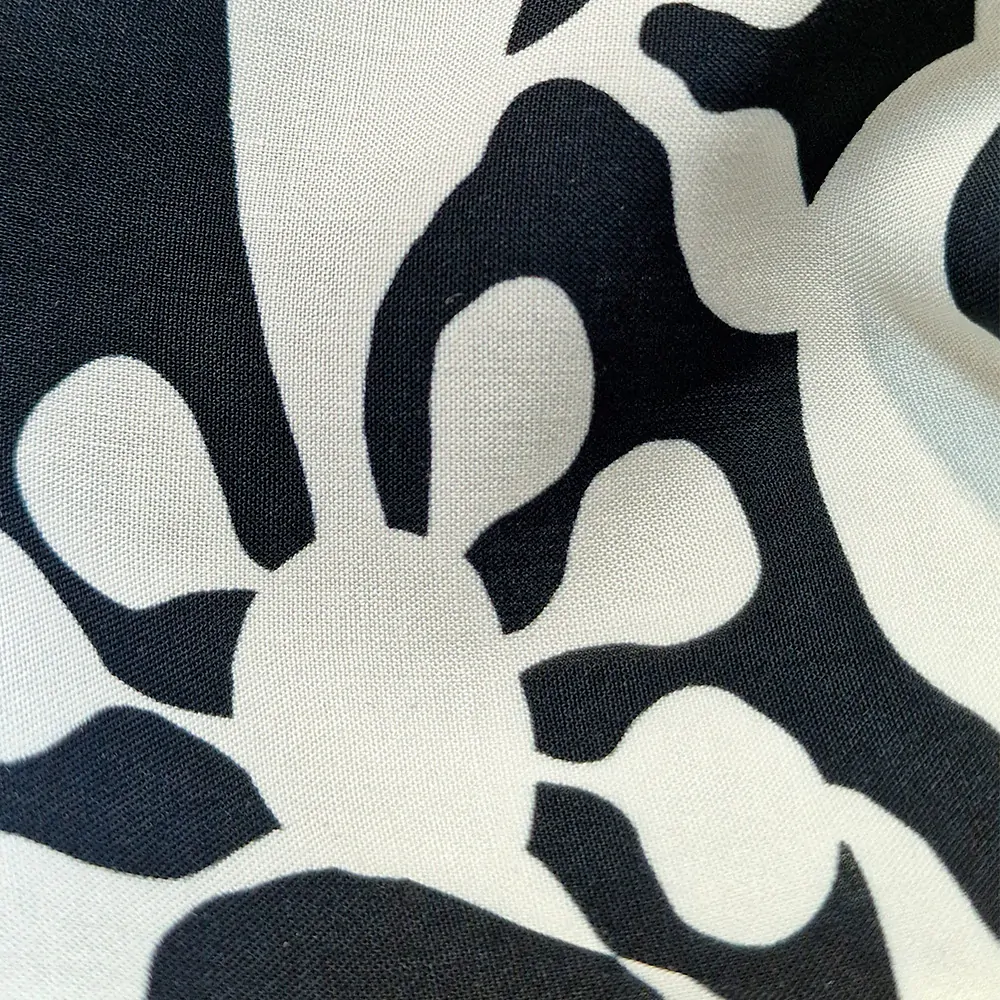 viskózové plátno, bílý vzor, černá