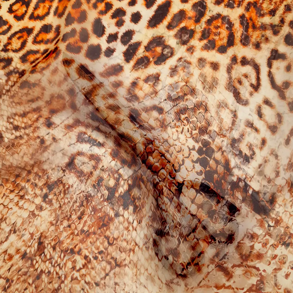 hedvábí, šifon, zvířecí vzor