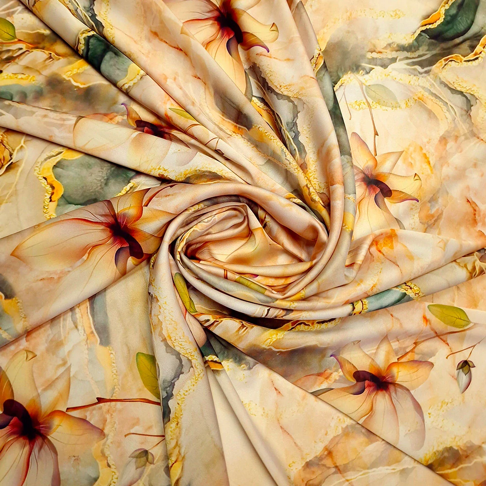 satén, béžovozelený vzor