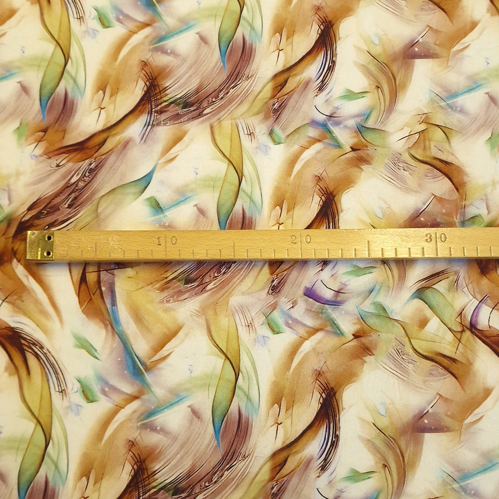 viskózové plátno, vzor abstrakt mocca