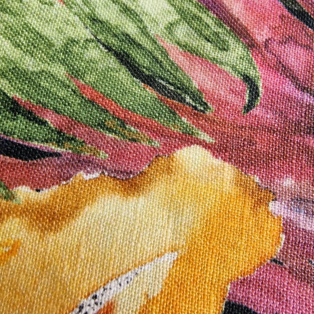 len, vzor květy, černá