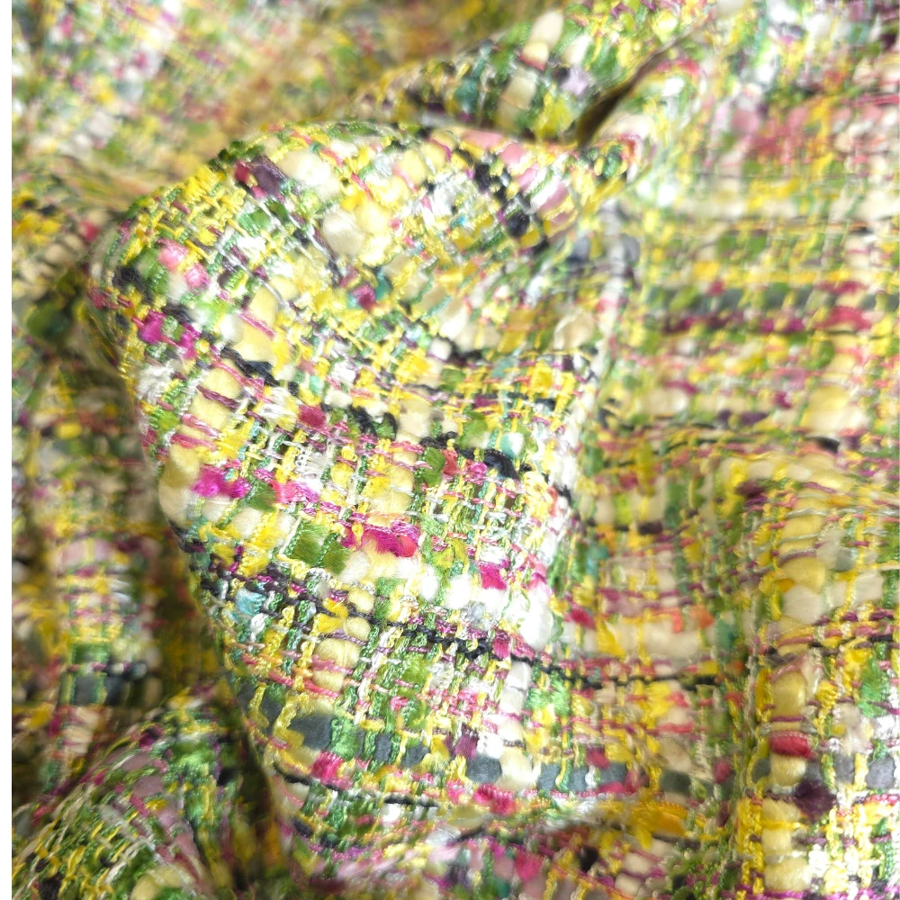 kostýmovka typu Chanel, zelená/žlutá/magenta