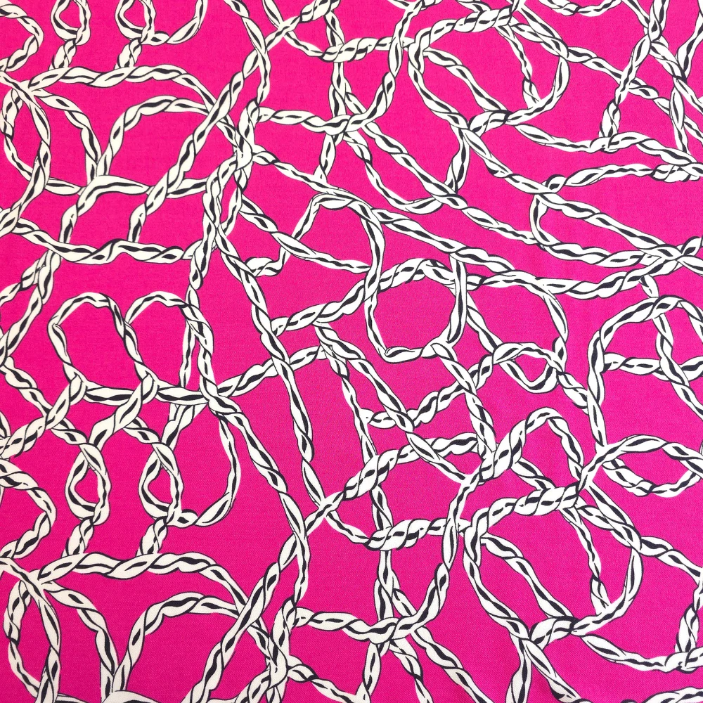 viskózová šatovka s keprovou vazbou, vzor lana magenta