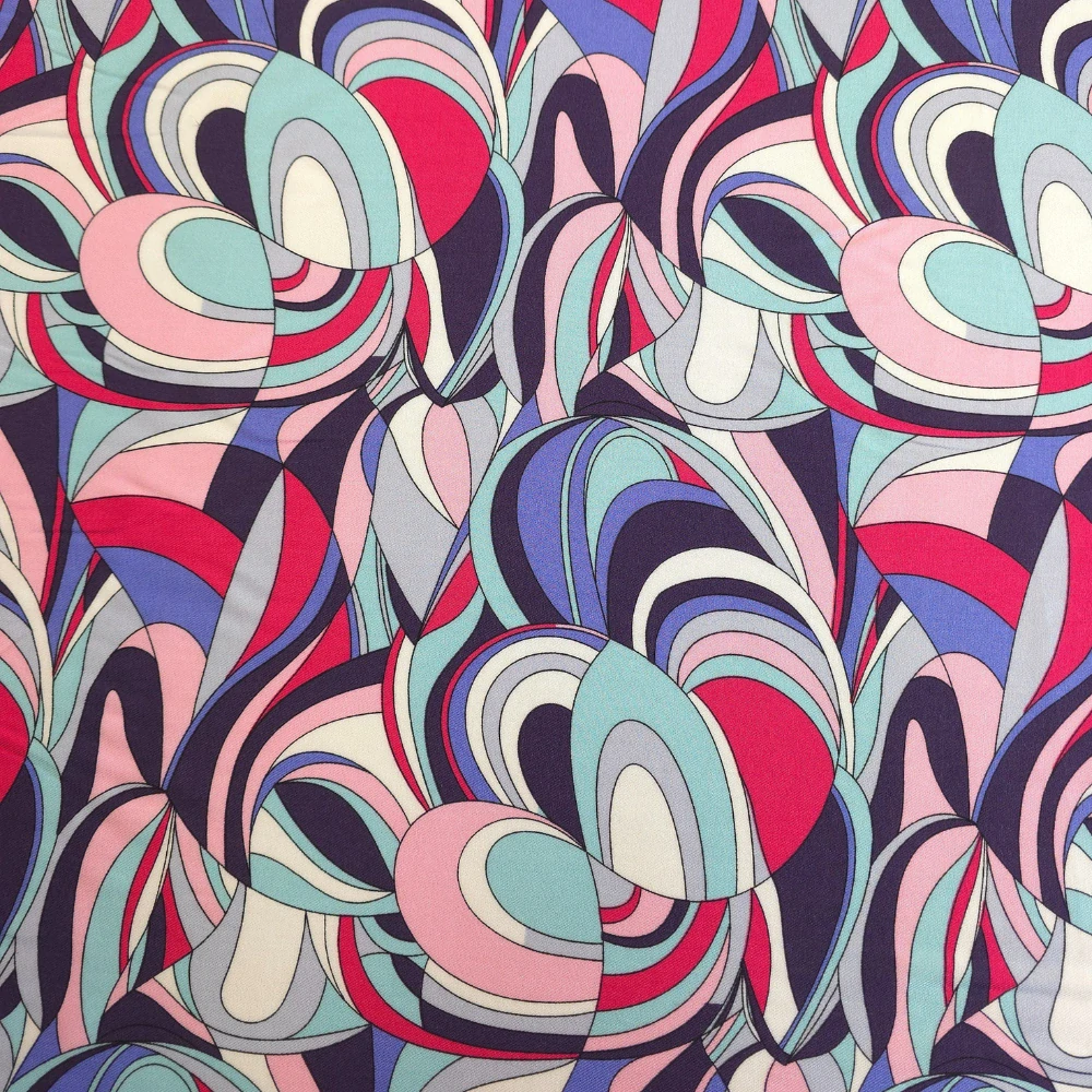 viskózová šatovka s keprovou vazbou, vzor Emilio modrorůžový