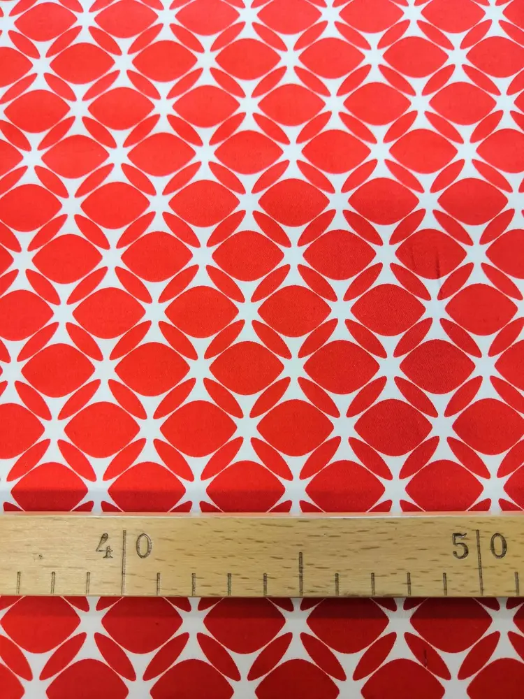 bavlněná elastická šatovka, červený vzor