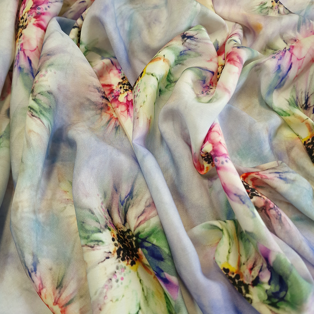 viskózové plátno s květy, fialová