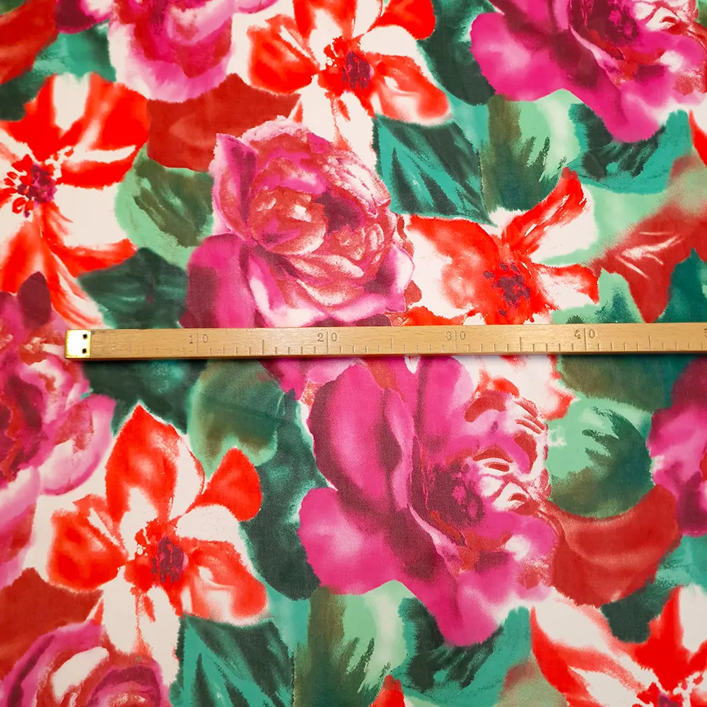 polyesterový šifon, květy