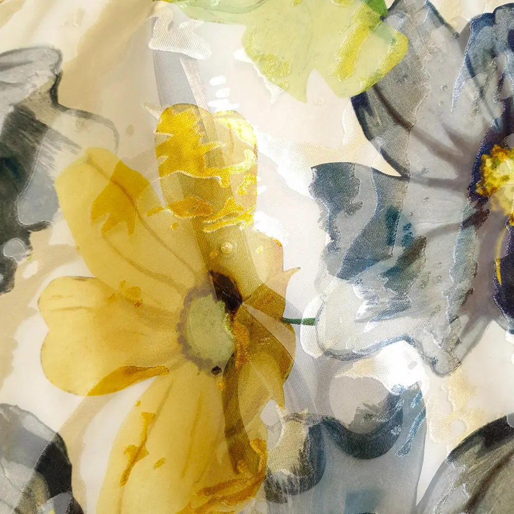 hedvábí DEVORÉ, nartur květy