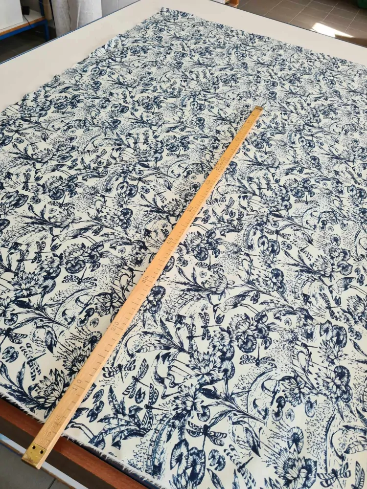 popelín elastický, vzor natura, blu