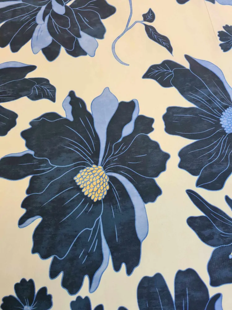 popelín elastický, velké květy, blu