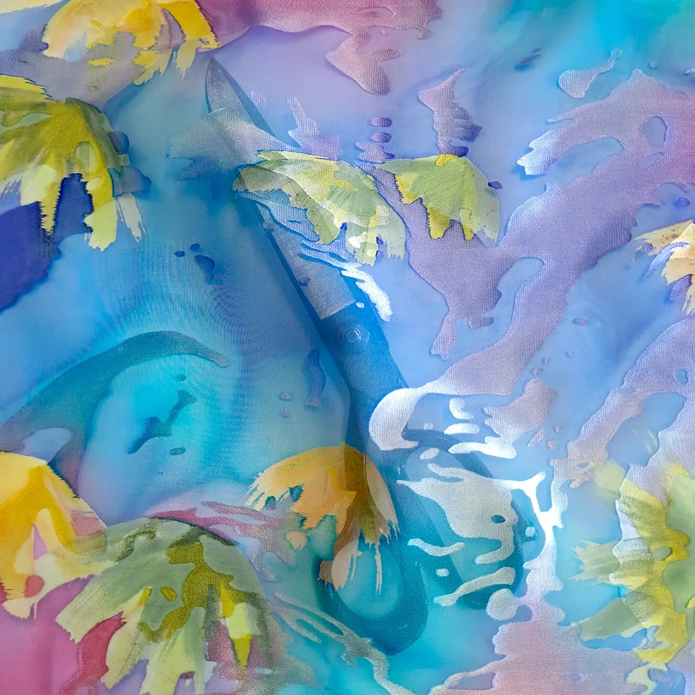 hedvábí DEVORÉ, pastel