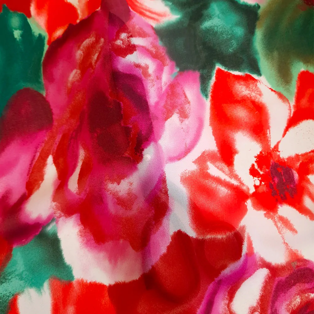 polyesterový šifon, květy