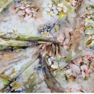 hedvábí DEVORÉ, pastelové květy