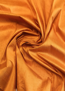 hedvábí, šantung s výraznou strukturou, oranžová