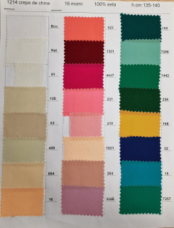 Hedvábí 100% - Crepe de chine, objednání podle barevnice (min. 5m od barvy)