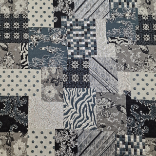brokát Patchwork, šedo/stříbrný