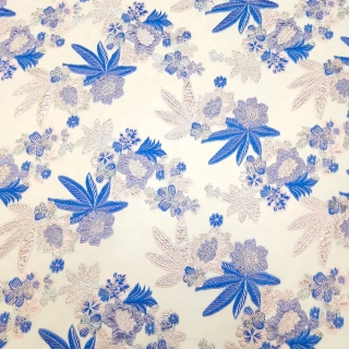 brokát/organza, modro-stríbrná